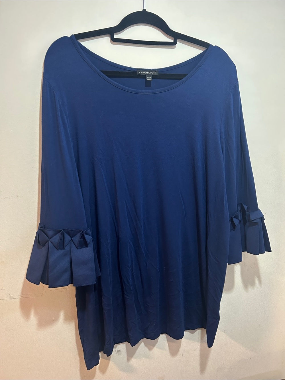 Lane Bryant Deep Blue Pleated Bell Sleeve Tunic